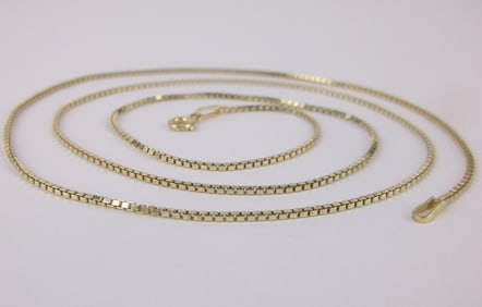 Stunn Vint Italian Gold Over Sterling Box Chain Necklace 24"