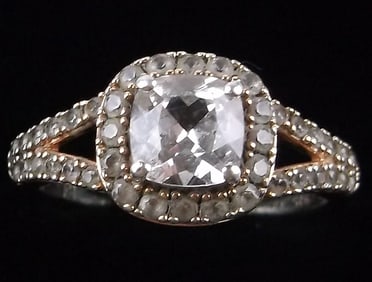 Stunning Designer Sterling 14kt Gold 1ct White Topaz Ring 7