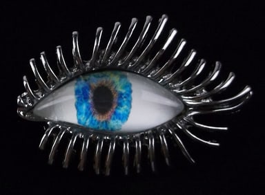 Mint Enameled Life Size All Seeing Eye Brooch