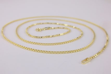 New Italian Gold Over Sterling Box Chain Necklace 24"