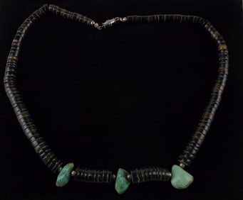 Mint 1960s Navajo Turquoise Shell Necklace 19" Chunky