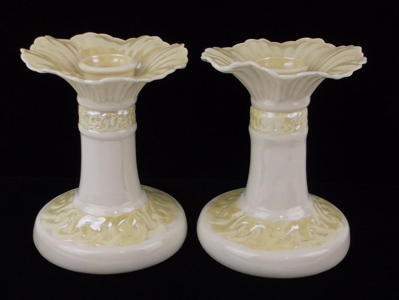 Mint Vint Belleek Irish Fine Porcelain Candlestick Holder Set (1 of 4)