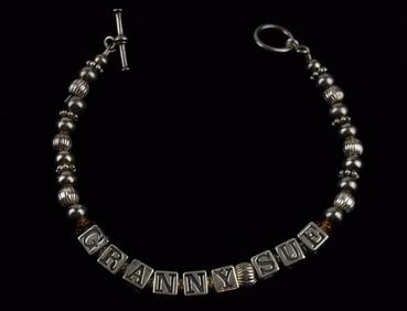 Mint Vint Heavy Sterling Silver Granny Sue Bracelet 7.5"