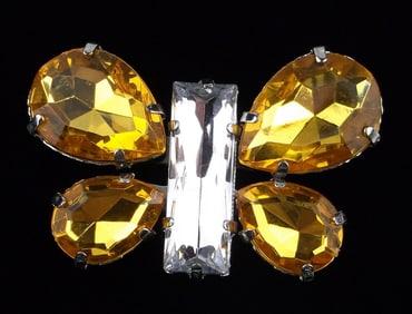 Big Mint Rhinestone Butterfly Brooch