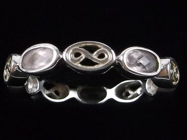New Sterling Silver Rose Quartz Surround Ring Size 7