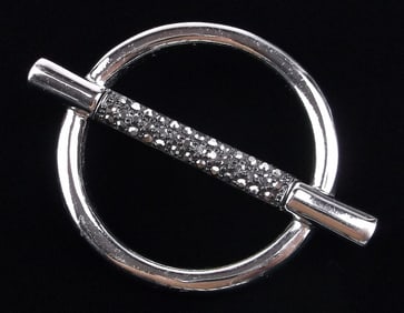 Mint Vintage Designer Marcasite Circle Bar Brooch