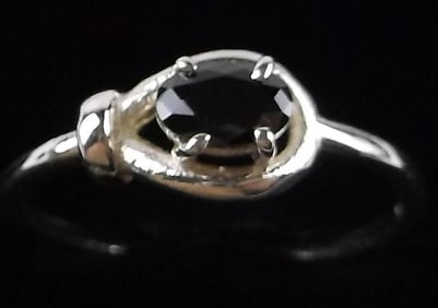 New Sterling Silver Black Iolite Ring Size 8