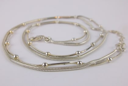 Mint Vintage Sterling Silver Double Chain Necklace 16"