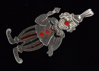 Mint Vintage Sterling Silver Clown Pendant