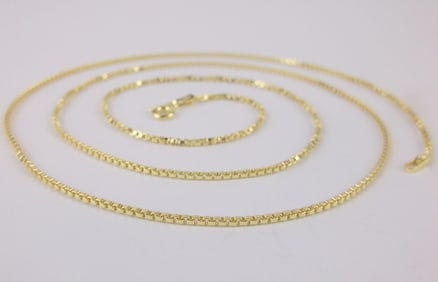 New Italian gold Over Sterling Box Chain Necklace 25"