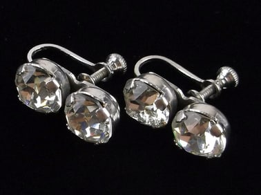 New Vintage 1920s Art Deco Crystal Earrings