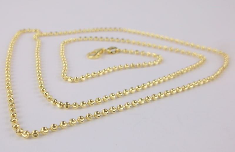 New Gold Over Sterling Heavy Ball Chain Necklace 24" Italian (1 of 2)