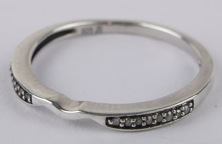 Mint Vintage Designer Sterling Silver Diamond Ring 7