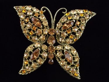 Big Mint Vintage 1950s Rhinestone Butterfly Brooch