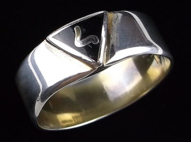 Mint 1920s Sterling Silver Scottish Rite Freemason Ring 12