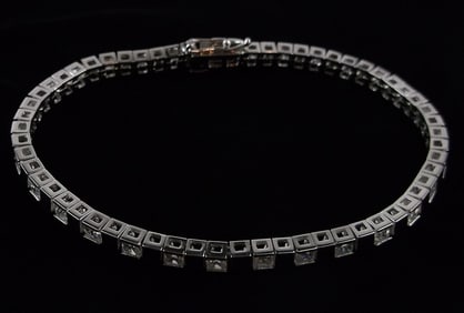 New Vint Thick Sterling Silver Tennis Bracelet 7.5"