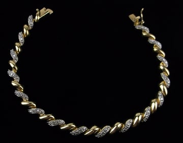 Mint Vint Gold Over Sterling Diamond Tennis Bracelet 7.75"