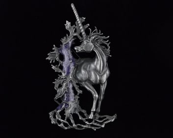 Big Mint Enameled Unicorn Brooch