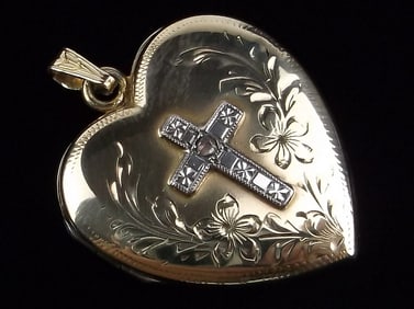 Mint Vint 1940s 10kt Gold Diamond Locket Pendant 3.04g