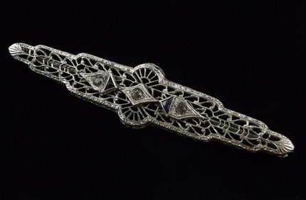 Stunning Vintage 1920s Art Deco Rhinestone Long Brooch