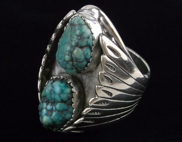 Mint Big 1959 Navajo Sterling Silver Turquoise Ring 10 Ray Jack?