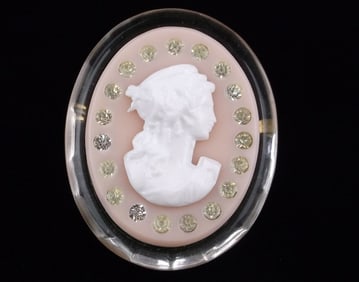 Mint Vint Rare 1930s French Lucite Celluloid Cameo Brooch