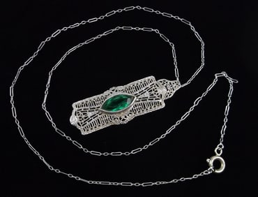 Mint Vintage 1920s Art Deco Rhinestone Necklace 19"