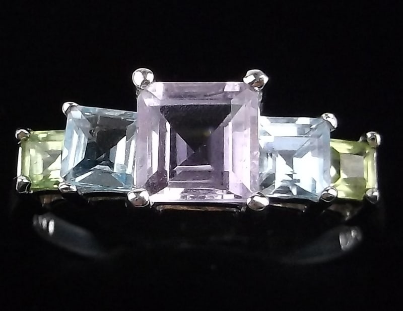 Mint Vint Sterling Silver Amethyst Aquamarine Ring 8 Peridot (1 of 3)