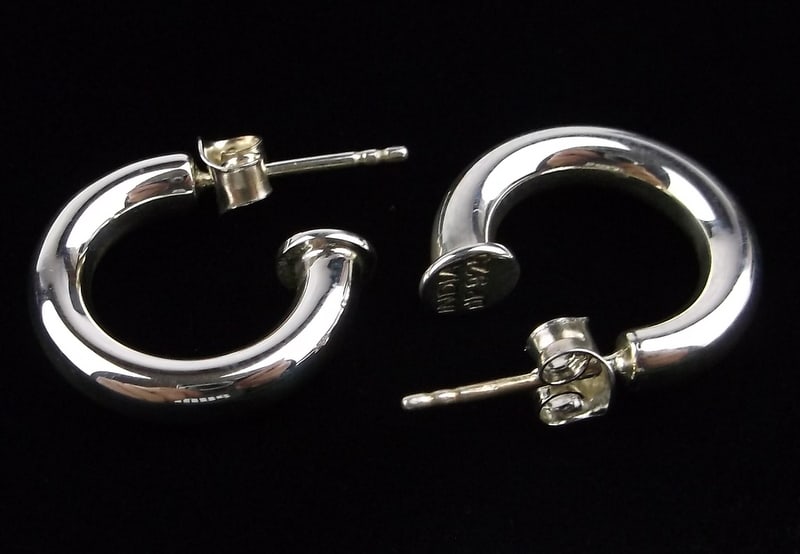 New Vintage Thick Sterling Silver Hoop Earrings (1 of 2)