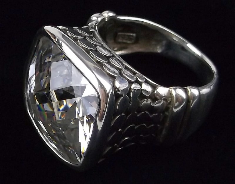 Stunning Vint Thick Heavy Sterling Silver Dot Ring 6 (1 of 3)