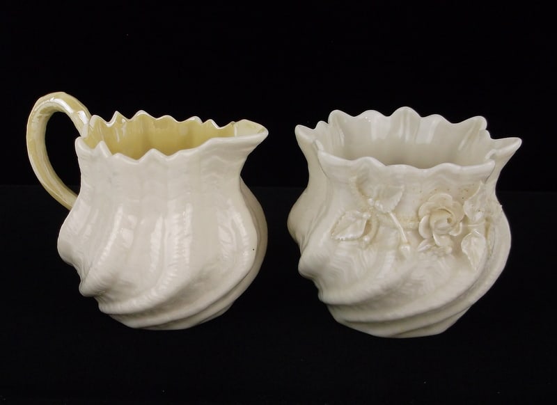 Mint Vint Belleek Irish Fine Porcelain Creamer Sugar Set (1 of 3)
