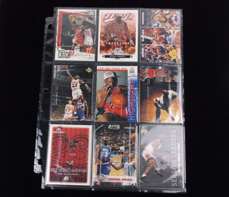 9 Vint 1993-97 Michael Jordan Cards Slams Jams NM-MT+: u A Lot of ALL Vintage Michael Jordan Basketball Cards from Various Companies. ALL Original, ALL from pack to page in NM-MT+ Condition or Better.