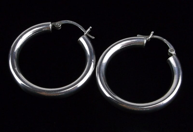 Mint Vintage Sterling Silver Hoop Earrings (1 of 2)