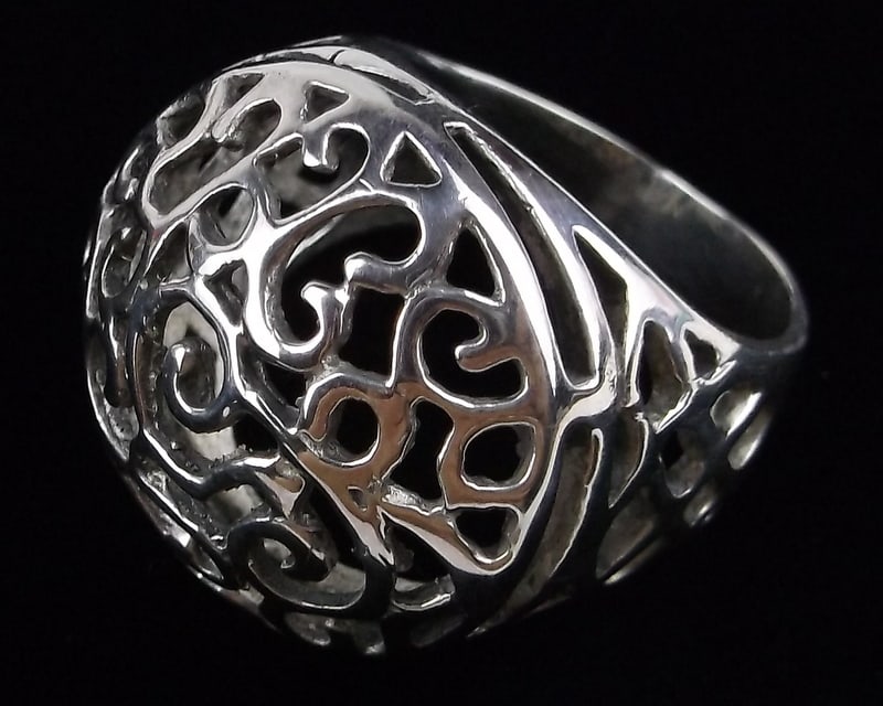 Mint Vintage Big Sterling Silver Design Ring Size 9 (1 of 4)