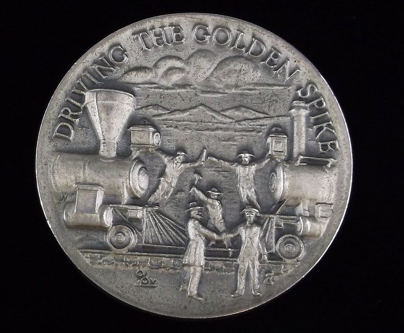 Mint 1972 Longines Big Sterling Silver Gold Spike Railroad Coin: Guaranteed Solid 925 Sterling Silver, in Excellent Condition