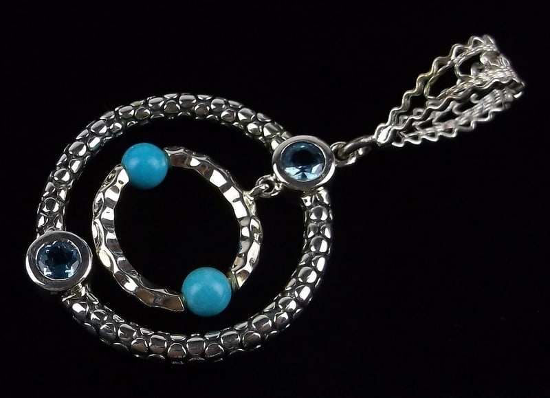 New Michael Dawkins Sterling Silver Aqua Turquoise Pendant (1 of 3)