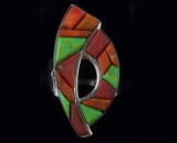 New Boxed Desert Rose Sterling Silver Coral Gaspeite Ring 11.5