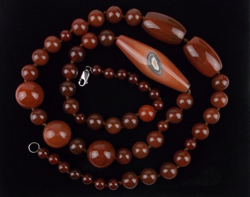 New Big Boxed Sterling Silver Agate Necklace 32" (1 of 3)