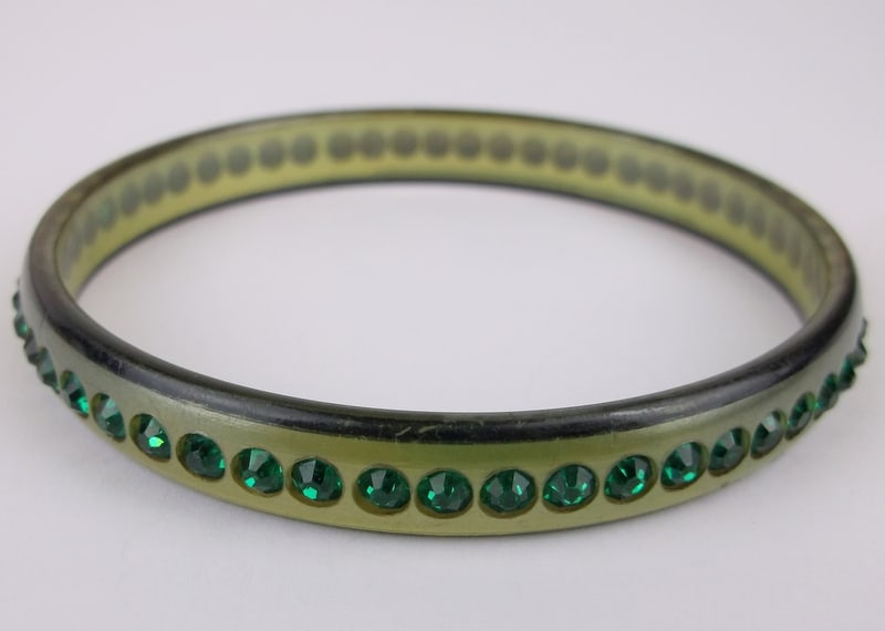 Stunning Vintage 1930s Art Deco Rhinestone Celluloid Bracelet 8" (1 of 2)