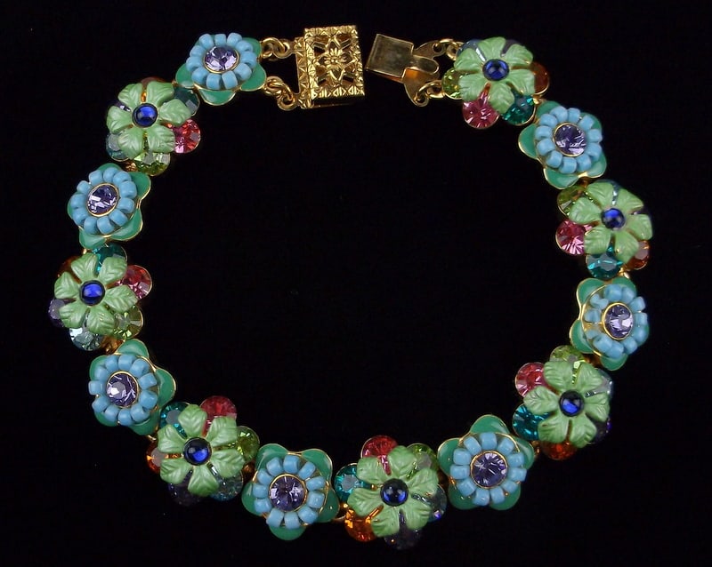 Mint Vintage Joan Rivers Enameled Rhinestone Bracelet 7.5" (1 of 3)