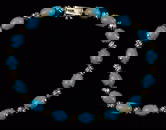 New Boxed 14kt Gold Turquoise Tennis Bracelet 7.5" - 8.86g