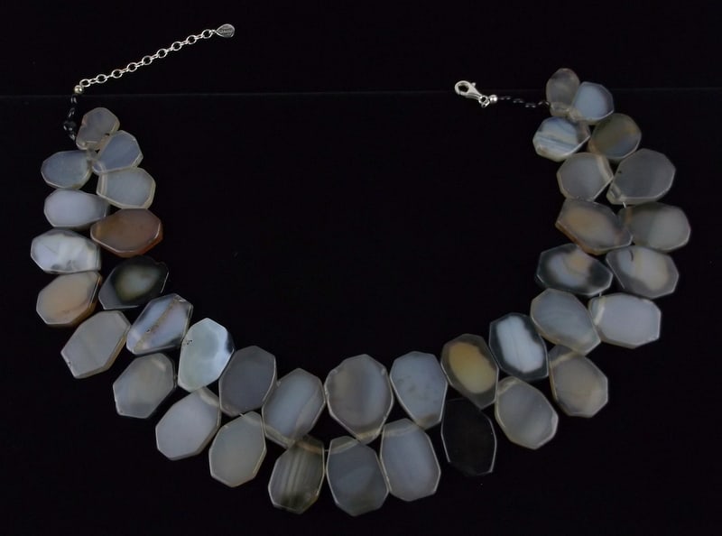 New Huge Bagged Barse Sterling Silver Agate Necklace 20" Healing (1 of 4)