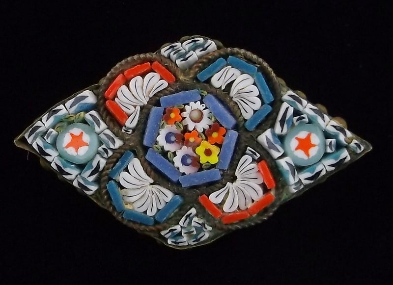 Stunning Vintage 1950s Italian Mosaic Brooch: excellent condition