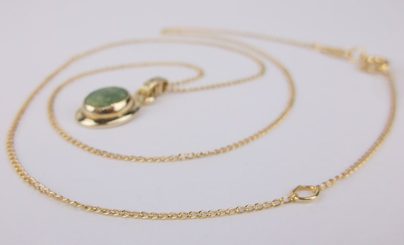 New 1960s 12kt GF Jade Necklace 18": new condition