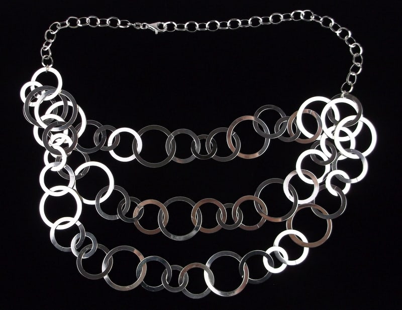 New Big Boxed Italian Sterling Silver Hoop Necklace 22": Solid Sterling Silver Guaranteed, in Brand New Never Worn Condition.