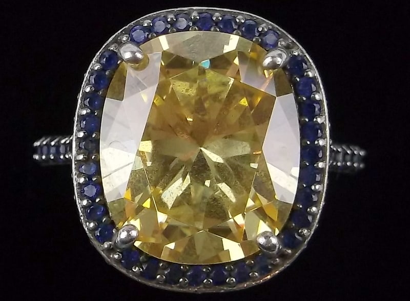 Mint Big Designer Sterling Silver Citrine Sapphire Ring 8 (1 of 3)