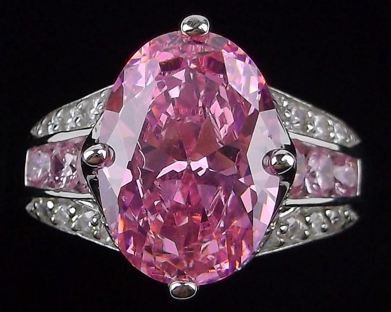 New Big Designer Sterling Silver Pink Tourmaline Ring 8.5 DK (1 of 4)