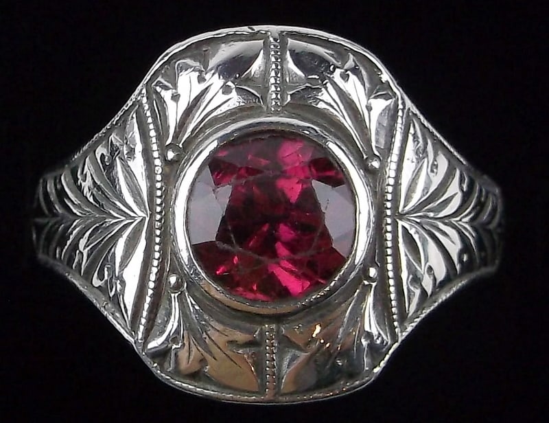 Stunning Vint 1950s Sterling Silver 1ct Ruby Mens Ring 12 (1 of 3)