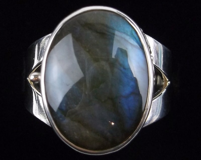 New Heavy Sajen Sterling Silver Labradorite Poison Ring 8-10 Boxed (1 of 5)