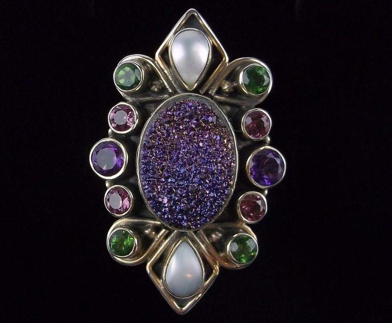 New Boxed Nicky Butler Sterling Silver Druzy Amethyst Ring 10 (1 of 5)